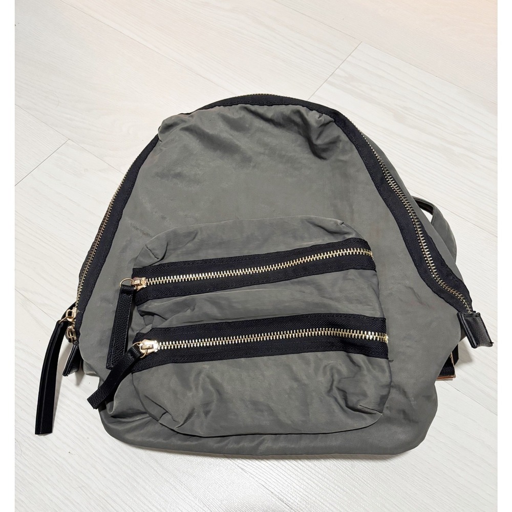 Madison West Backpack Women OS Gray Nylon Multi-Pocket Gold Hardware
